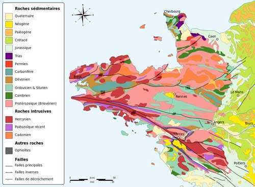 carte géologique du massif Armoricain