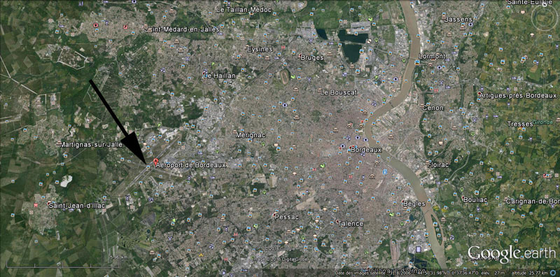 vue google earth de l'agglomération bordelaise